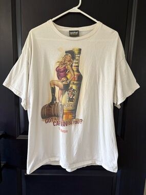 Vintage Captian Morgan Spiced Rum Sexy Lady Logo T Shirt Large